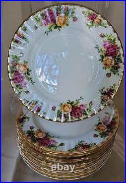 Vintage Royal Albert Set Of 11 Old Country Roses Bone China 8 Salad Plates Mint