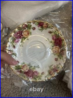 Vtg 1962 Royal Albert Old Country Rose Set Of 4 Made In Indonesia Bone China OBO