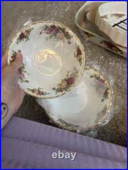 Vtg 1962 Royal Albert Old Country Rose Set Of 4 Made In Indonesia Bone China OBO