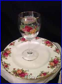 Vtg 1962 Royal Albert Old Country Roses 64 Pieces Dinnerware Crystal Stemware