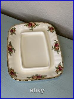 Vtg Royal Albert Old Country Roses Rectangular Covered Butter Dish England 1962