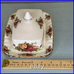 Vtg Royal Albert Old Country Roses Rectangular Covered Butter Dish England 1962