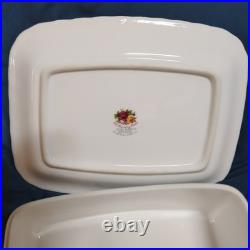 Vtg Royal Albert Old Country Roses Rectangular Covered Butter Dish England NICE