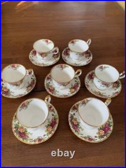 X7 EUC Royal Albert Old Country Roses Teacup & Saucer SET Gold Rim READ