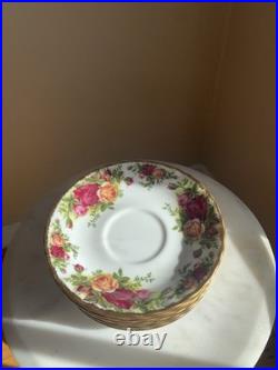 X7 EUC Royal Albert Old Country Roses Teacup & Saucer SET Gold Rim READ