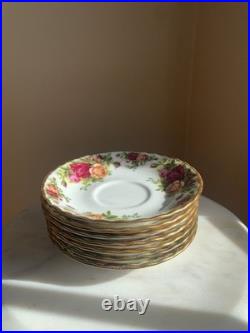 X7 EUC Royal Albert Old Country Roses Teacup & Saucer SET Gold Rim READ